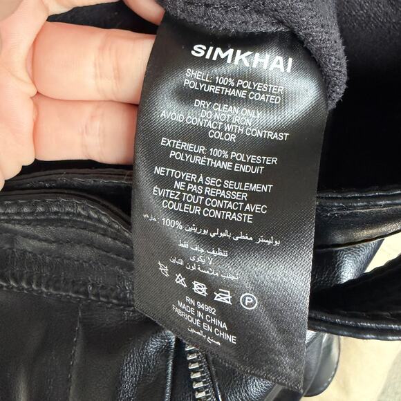 SIMKHAI Chace Vegan Leather High Rise Shorts in Black Size 6 - Picture 5 of 5